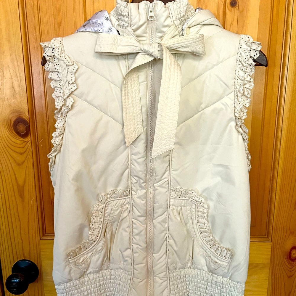 Manoush Hooded Eyelet Vest with Removable Hood M